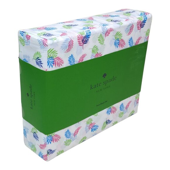 Kate Spade Twin Sheet Set 100% Cotton Percale Palm Trees Floral - Picture 1 of 7
